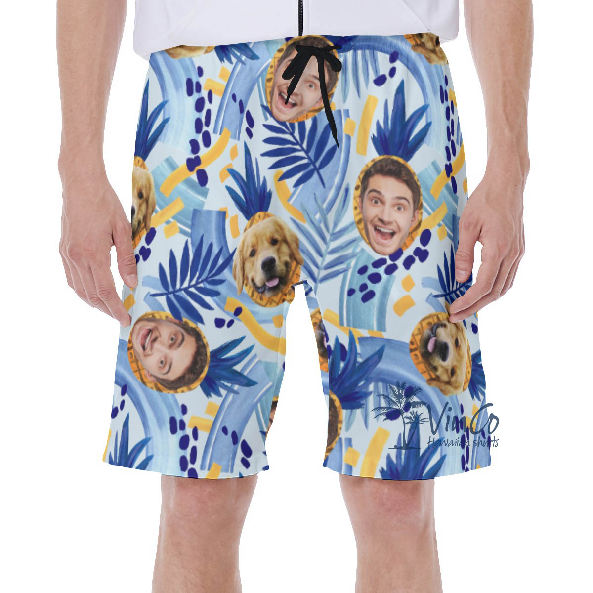 Personalized Pet Face Shorts Swim Trunks For Men - variant image 1