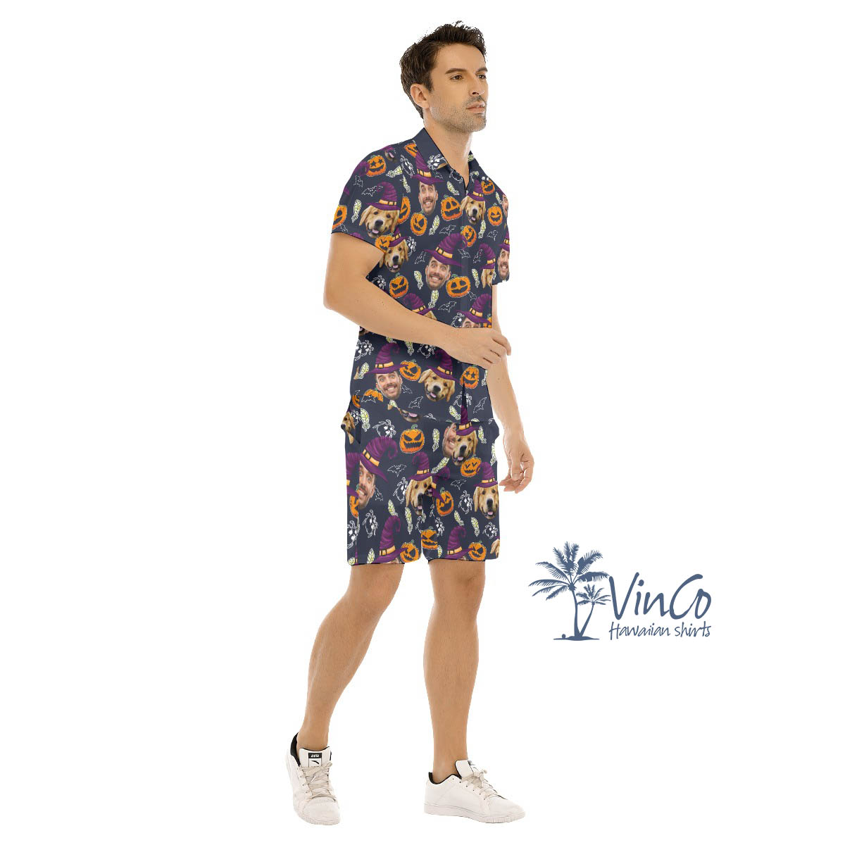 Personalize Faces Halloween Party Hawaiian Shirt Set For Men