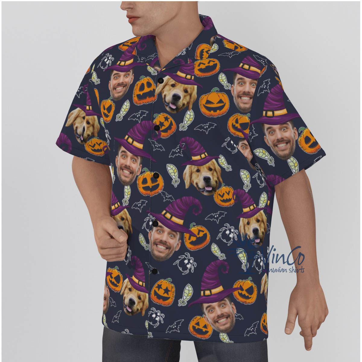 Custom Faces Witches Halloween Aloha Shirt For Men