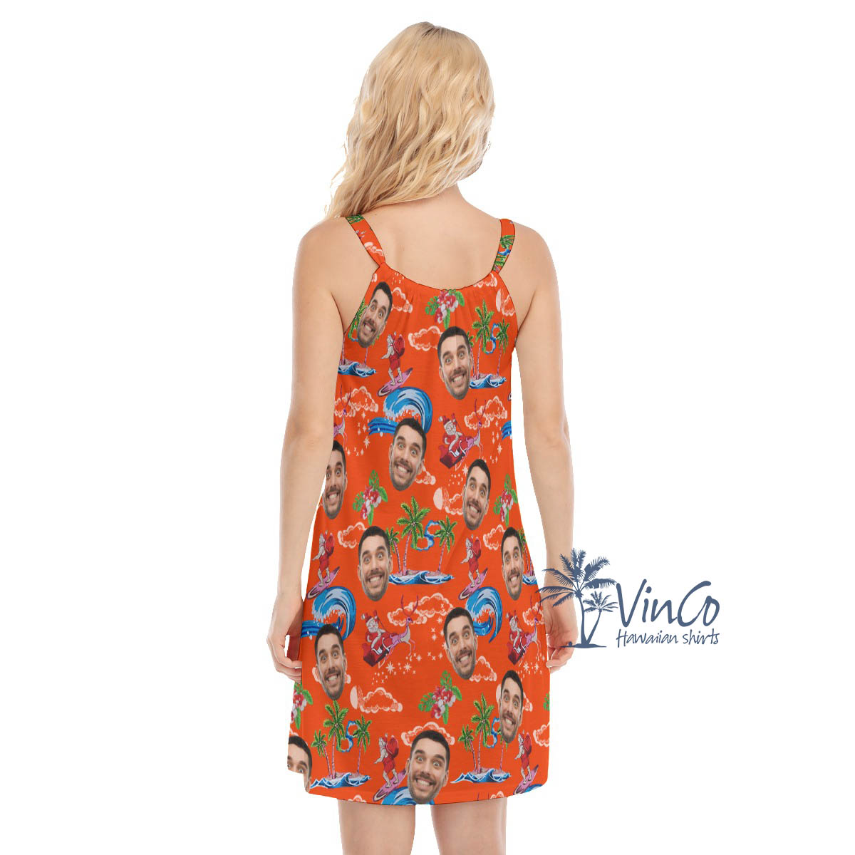 Funny Santa Claus Christmas Hawaiian Dress With Custom Face