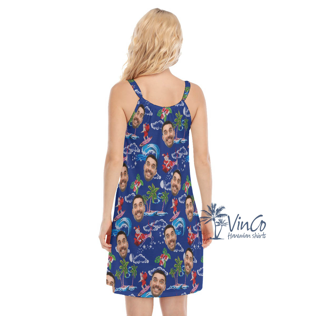 Custom Face Santa Claus Christmas Hawaiian Dresses For Women