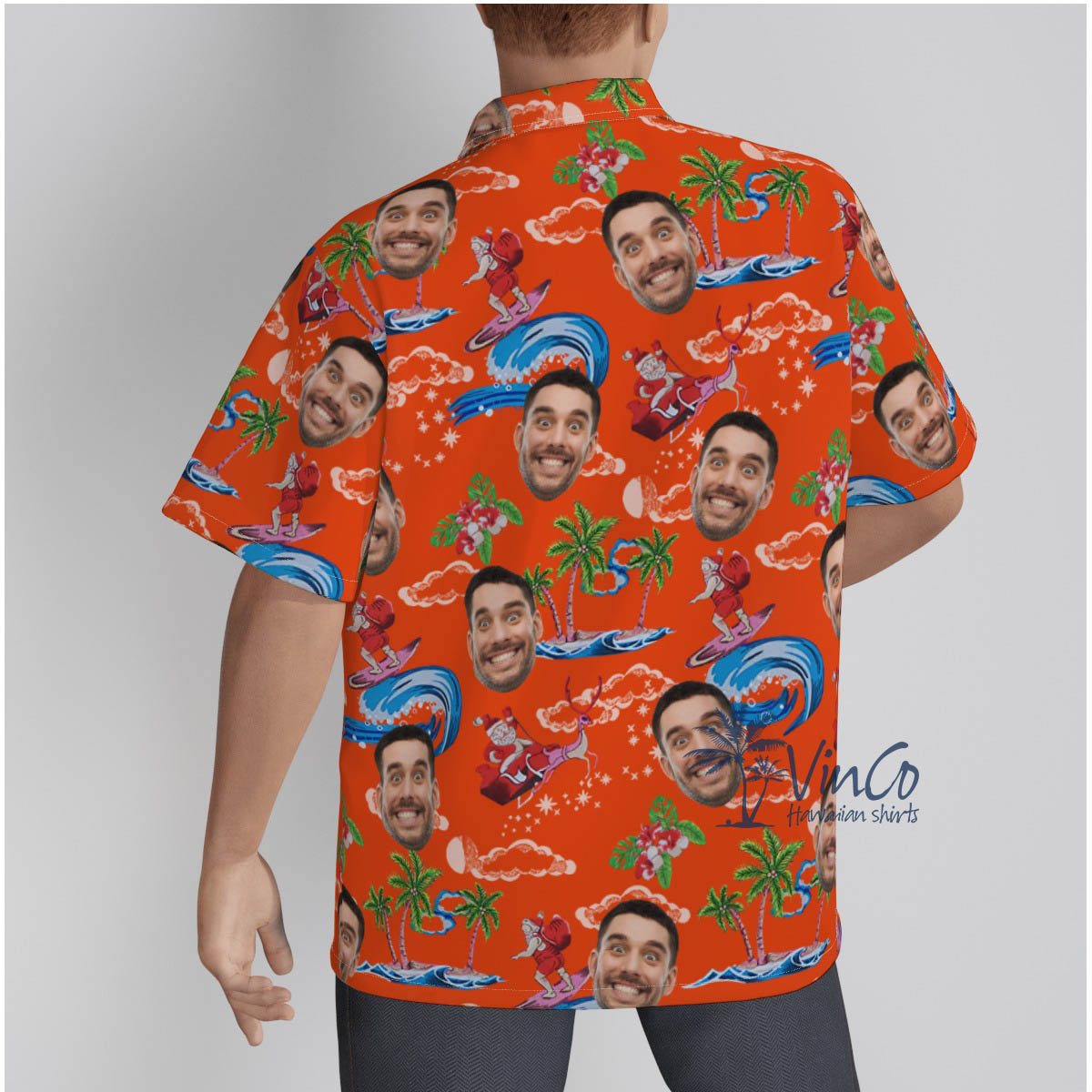 Custom Face Santa Claus Christmas Hawaiian Shirts For Men