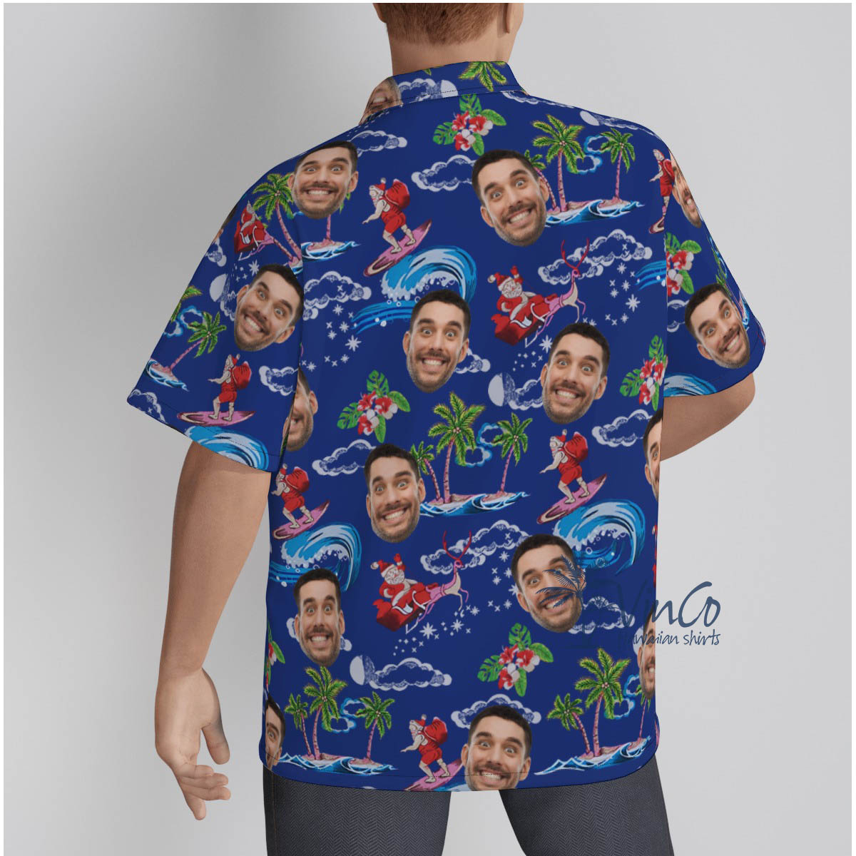 Funny Santa Claus Christmas Hawaiian Shirt With Custom Face