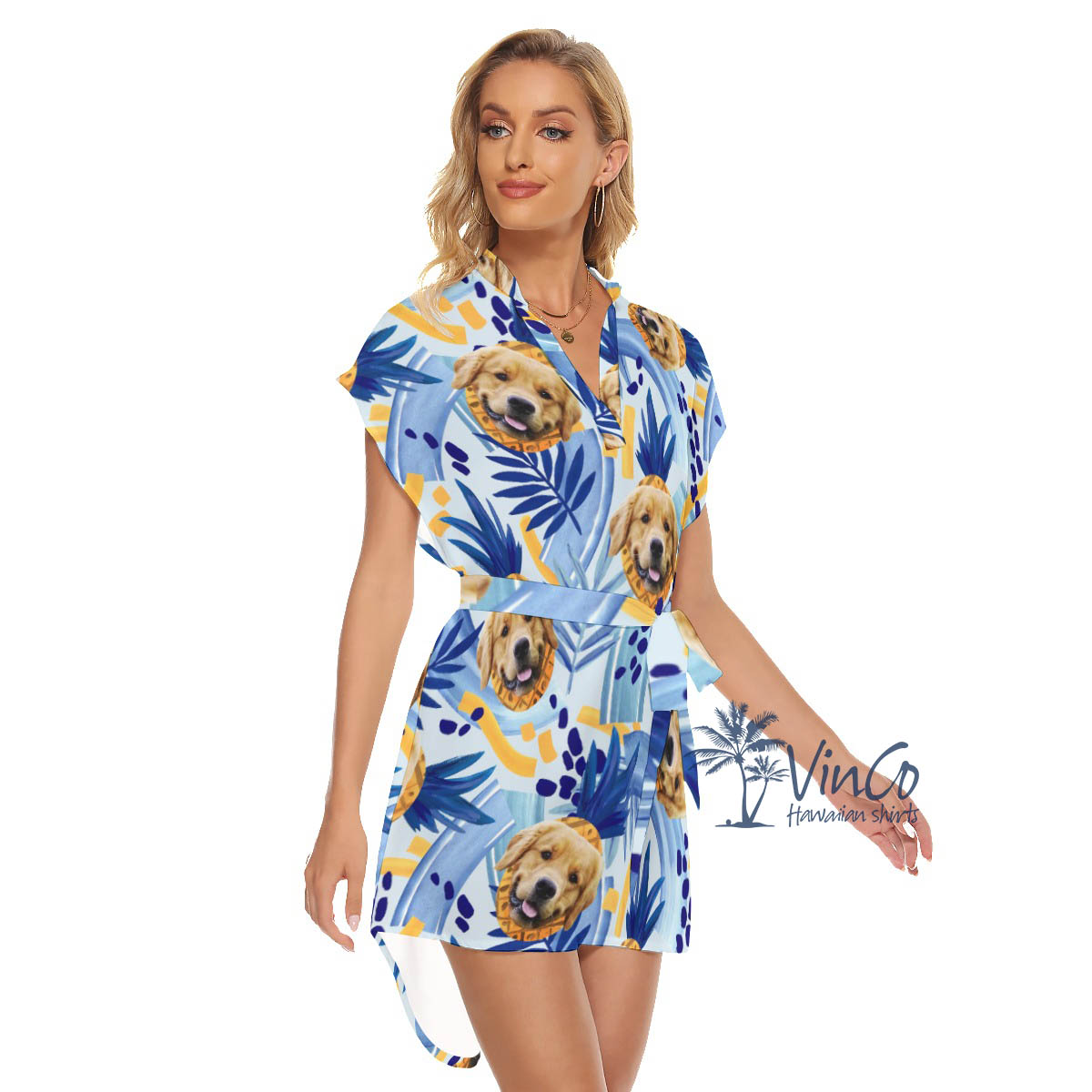 Custom Photo Face Hawaiian Dress With Pineapple For Vacation