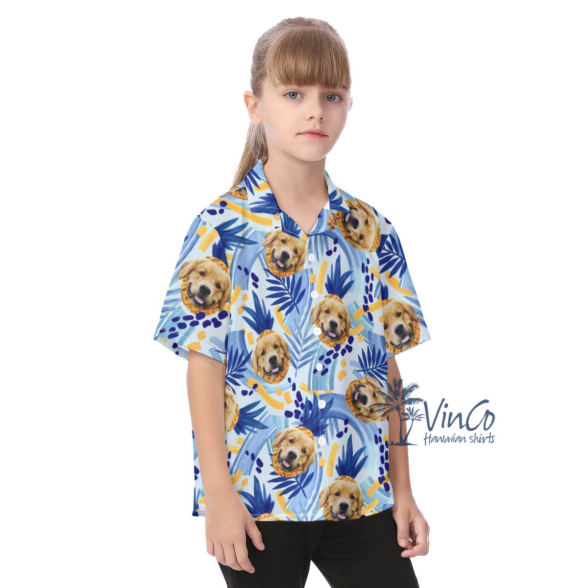 Funny Custom Face With Pineapple Personalized Hawaiian Shirt For Kids
