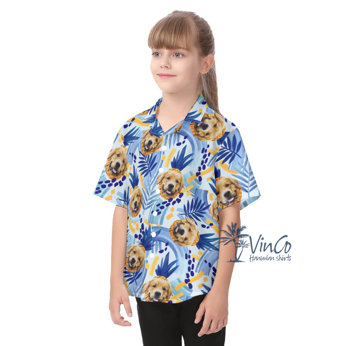 Funny Custom Face With Pineapple Personalized Hawaiian Shirt For Kids
