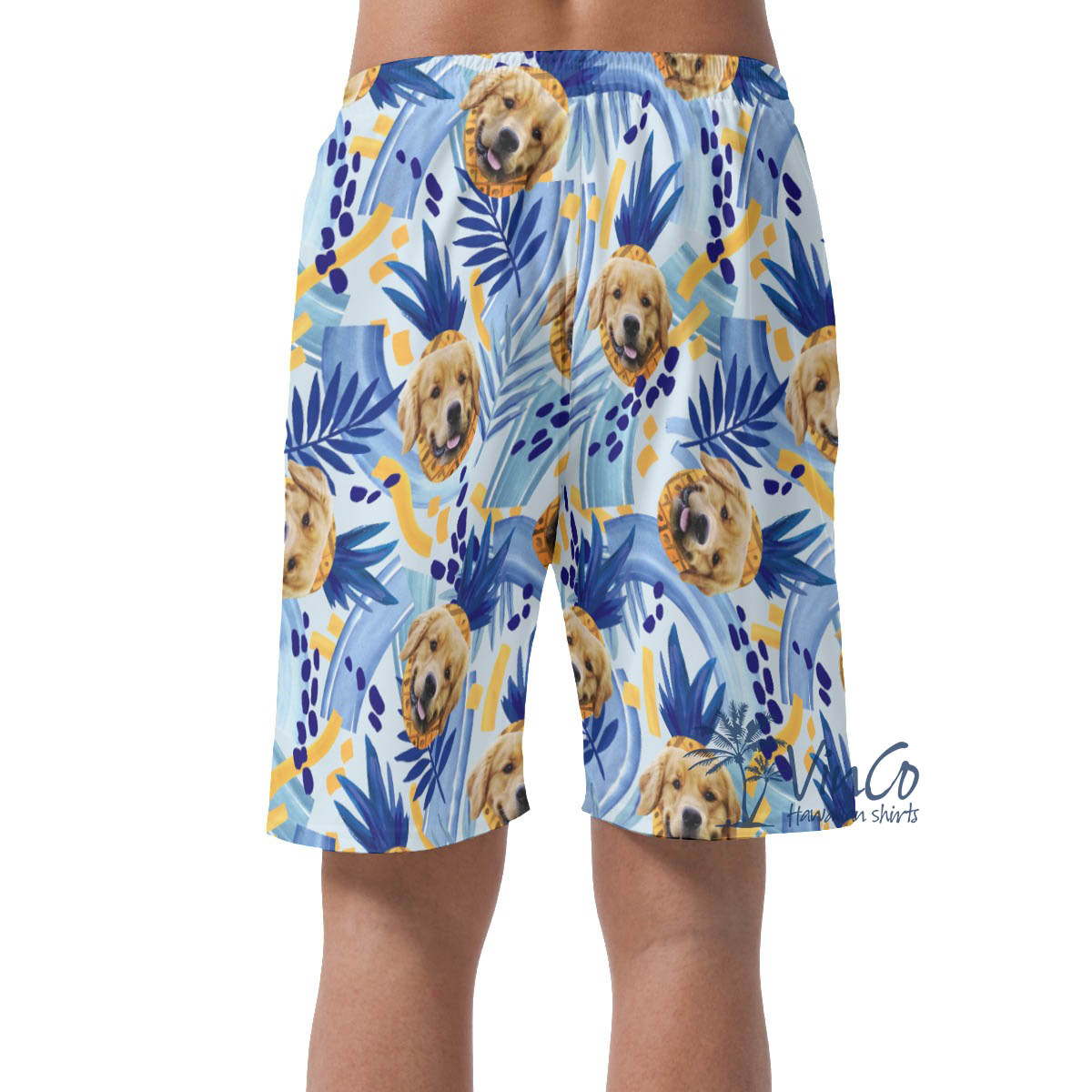 Custom Dog Face On Pineapple Hawaiian Shorts For Men