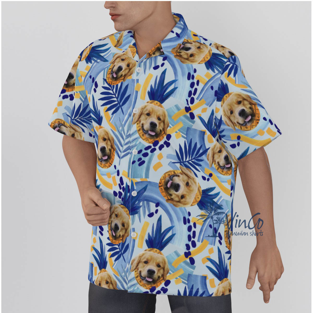 Funny Custom Face With Pineapple Personalized Hawaiian Shirt
