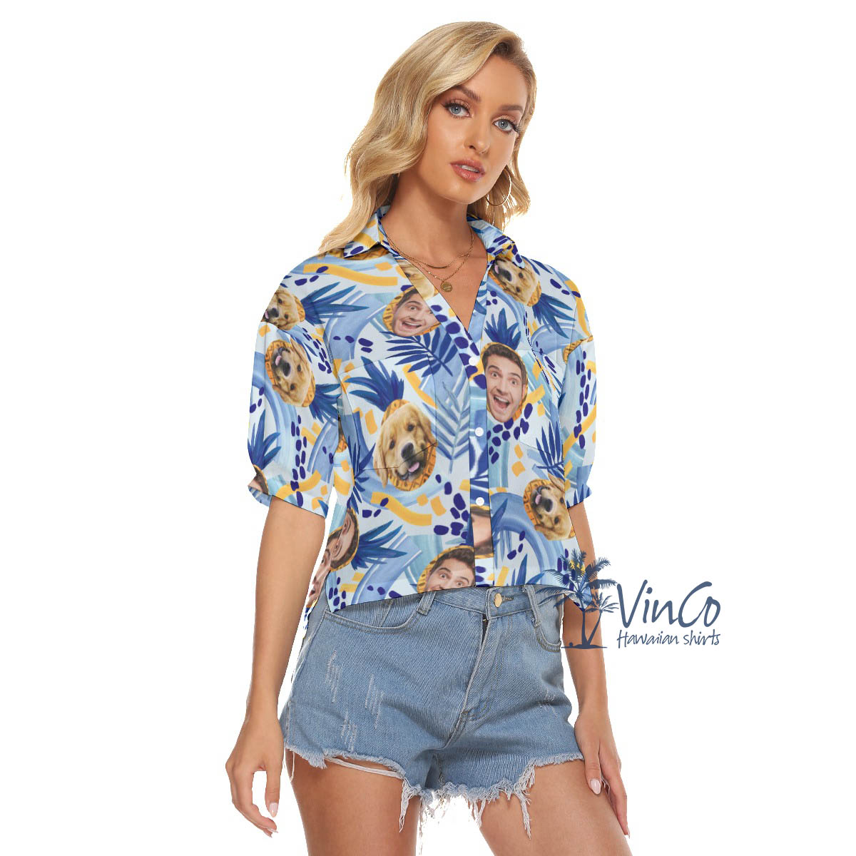 Tropical Pineapple Custom Hawaiian Crop Top For Women