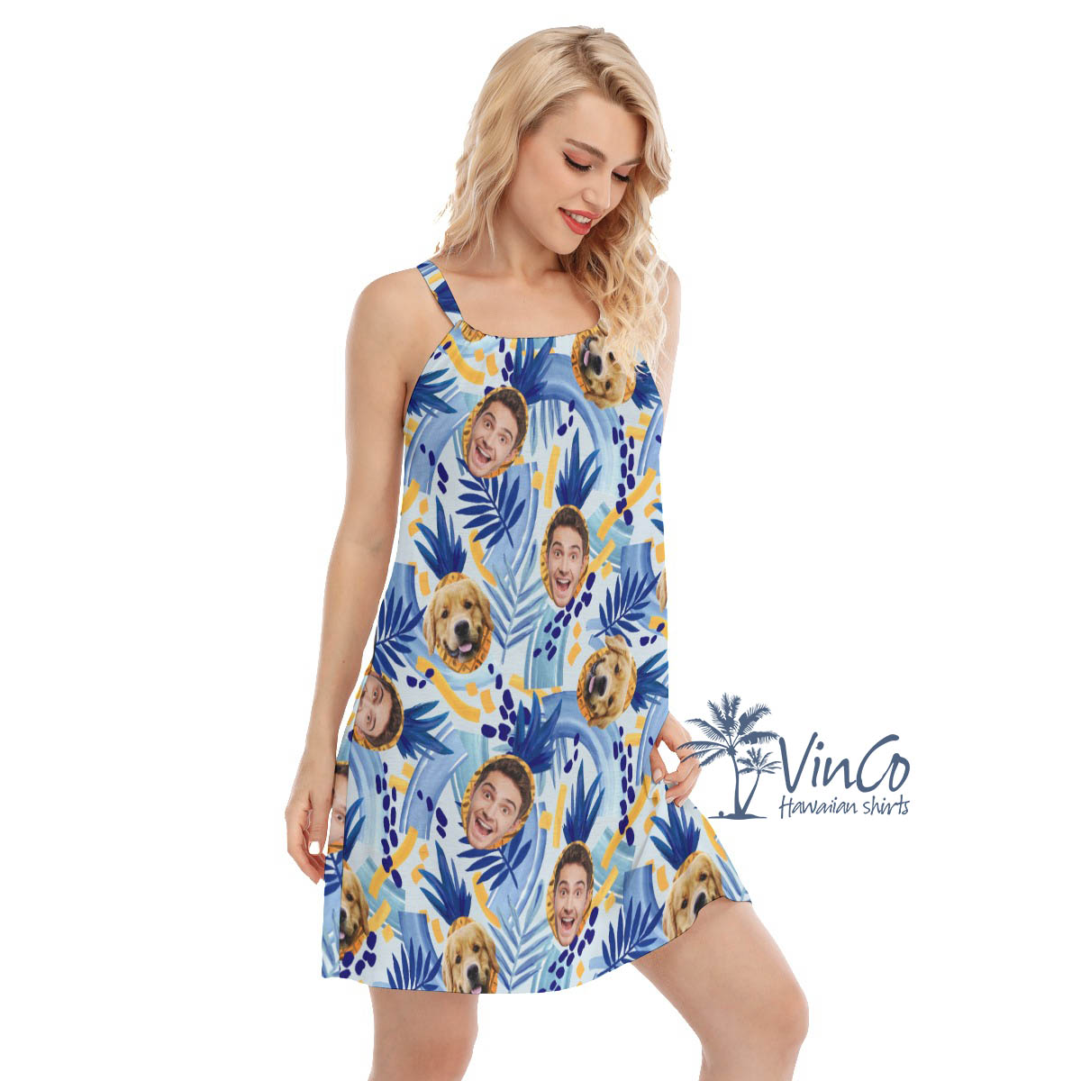 Funny Custom Faces On Pineapple Summer Cami Dress