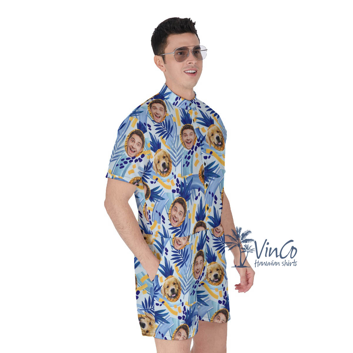 Personalized Faces Photo Summer Romper For Men