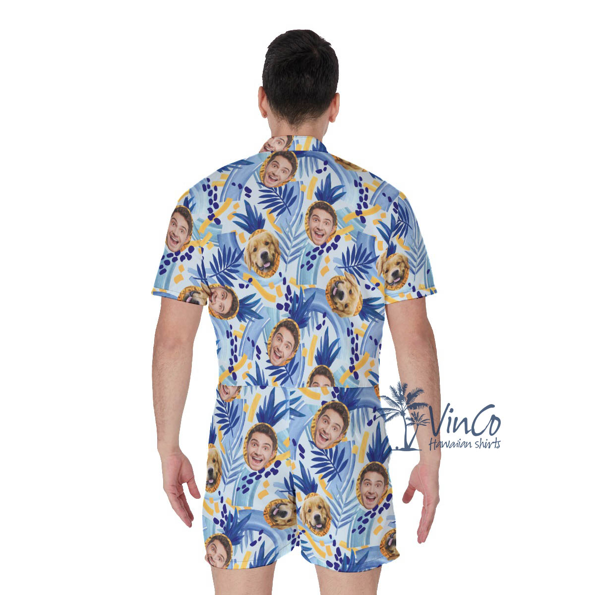 Personalized Faces Photo Summer Romper For Men