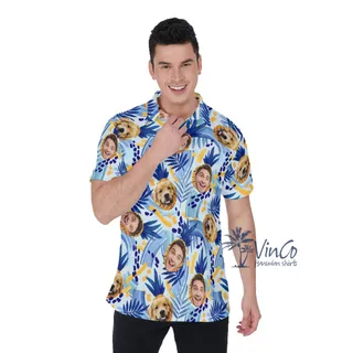 Personalized Multiple Faces Hawaiian Polo Shirt For Men