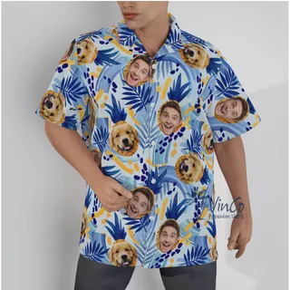 Personalized Pineapple and Flower Hawaiian Shirt with Photo