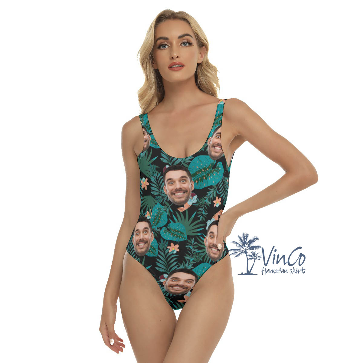 Custom Multiple Faces Hawaiian Swimsuit For Women - variant image 1