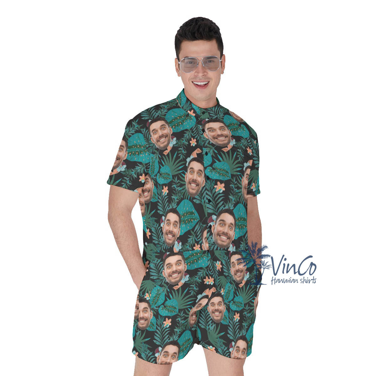 Personalize Face Custom Hawaiian Romper For Men - variant image 1