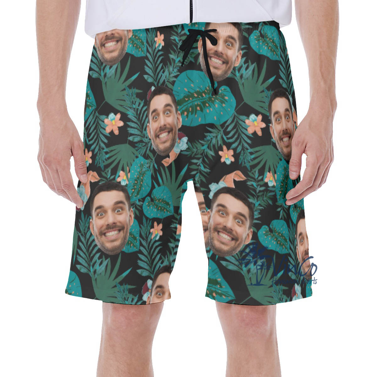 Custom Photo Face Hawaiian Swim Trunks For Men - variant image 1