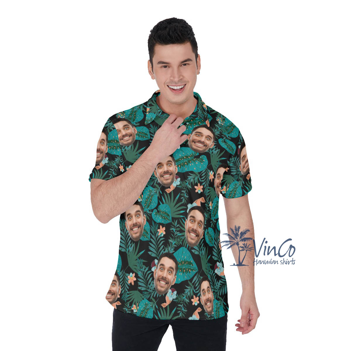 Custom Your Face Tropical Polo Shirt For Men - variant image 1
