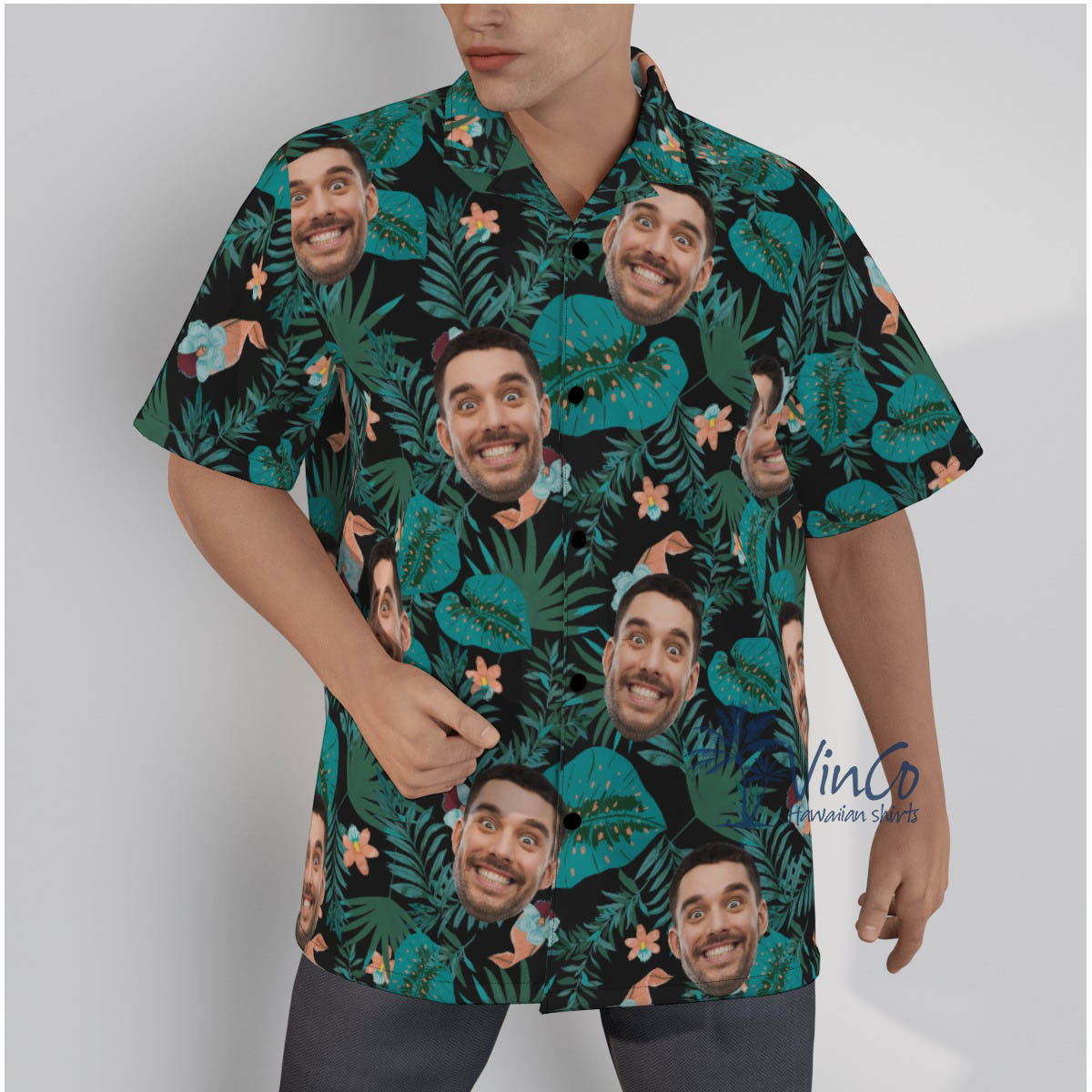 Custom Your Faces Tropical Hawaiian Button Up Shirt - variant image 1