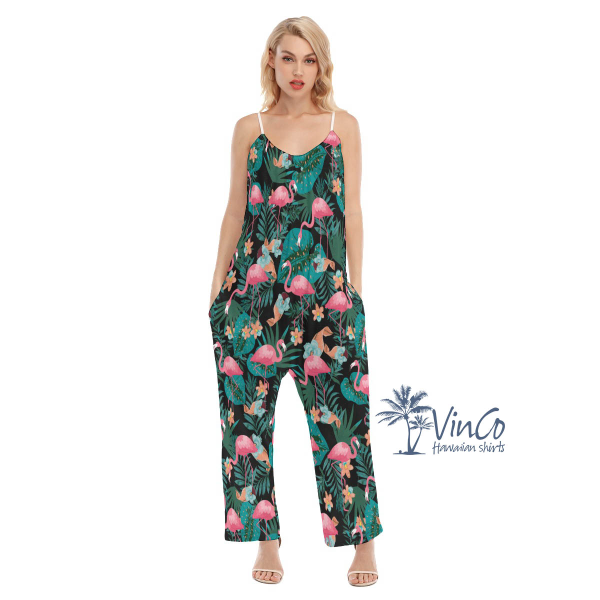 Pink Flamingo Tropical Jumpsuit For Women - variant image 1