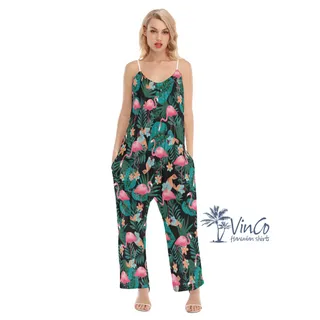 Pink Flamingo Tropical Jumpsuit For Women