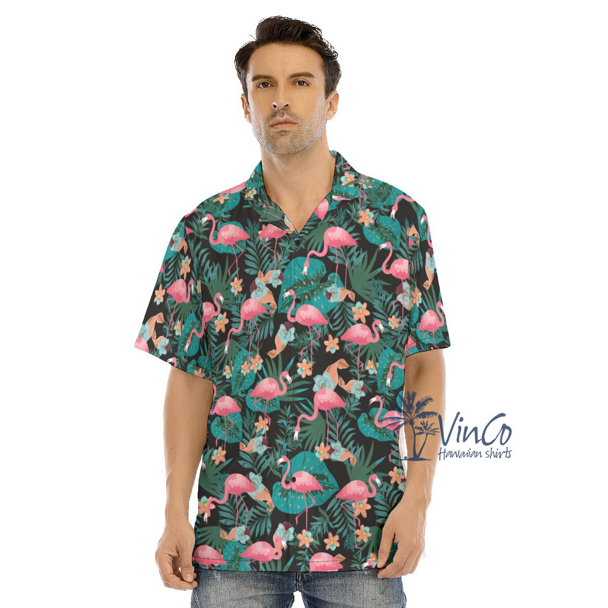 Tropical Pink Flamingo Hawaiian Shirt For Men - variant image 1