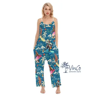 Funny Bigfoot Sasquatch Beach Hawaiian Jumpsuit For Men