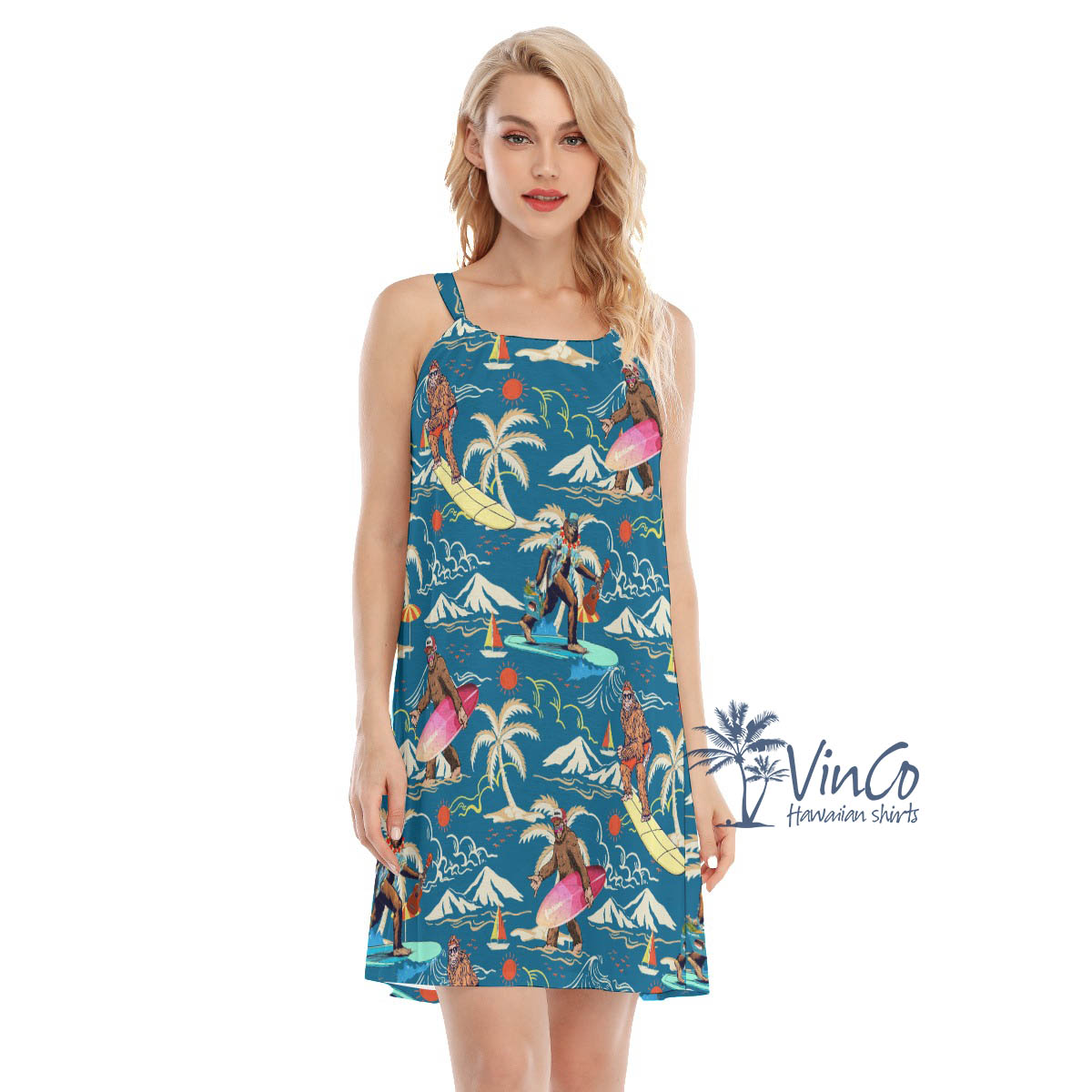 Blue Bigfoot Summer Hawaiian Dress For Women - variant image 1