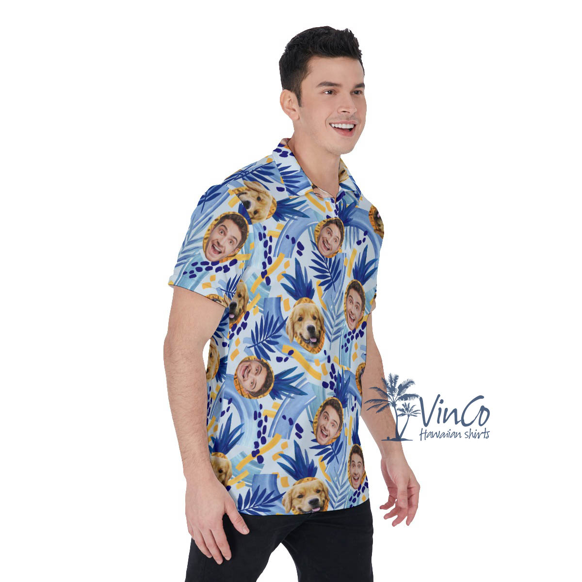 Personalized Multiple Faces Hawaiian Polo Shirt For Men
