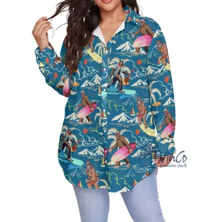 Sasquatch Plus Size Aloha Shirt For Women
