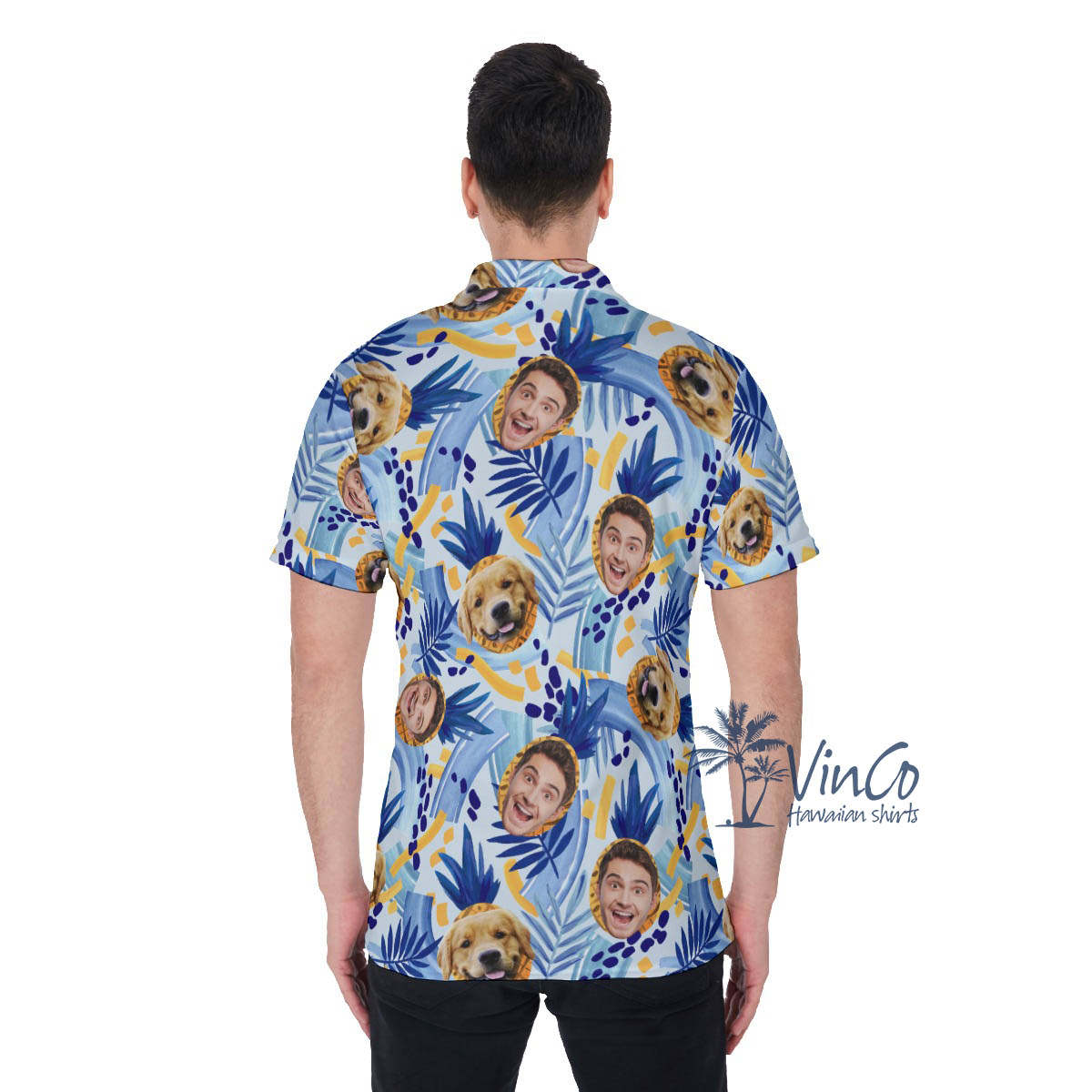 Personalized Multiple Faces Hawaiian Polo Shirt For Men