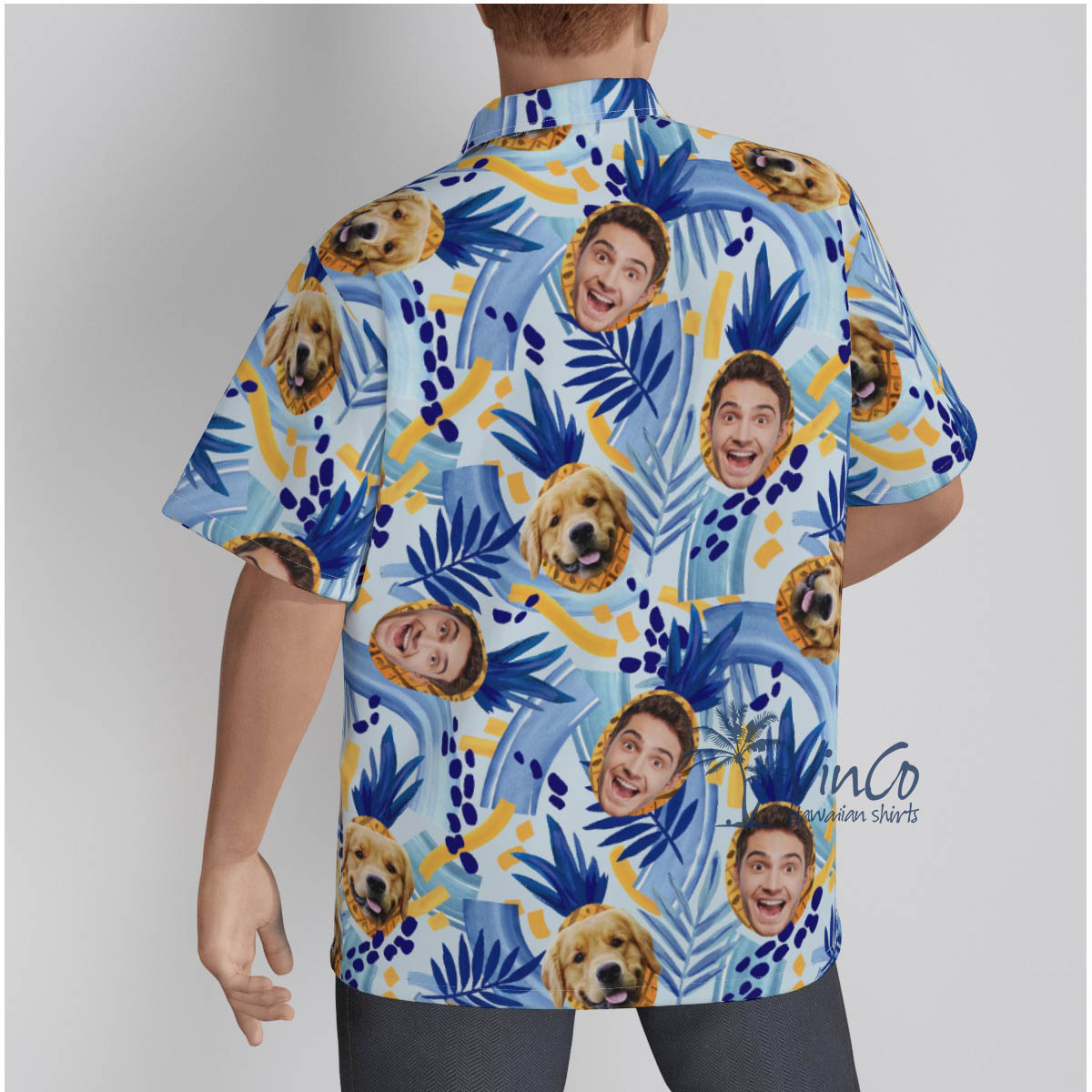 Personalized Pineapple and Flower Hawaiian Shirt with Photo