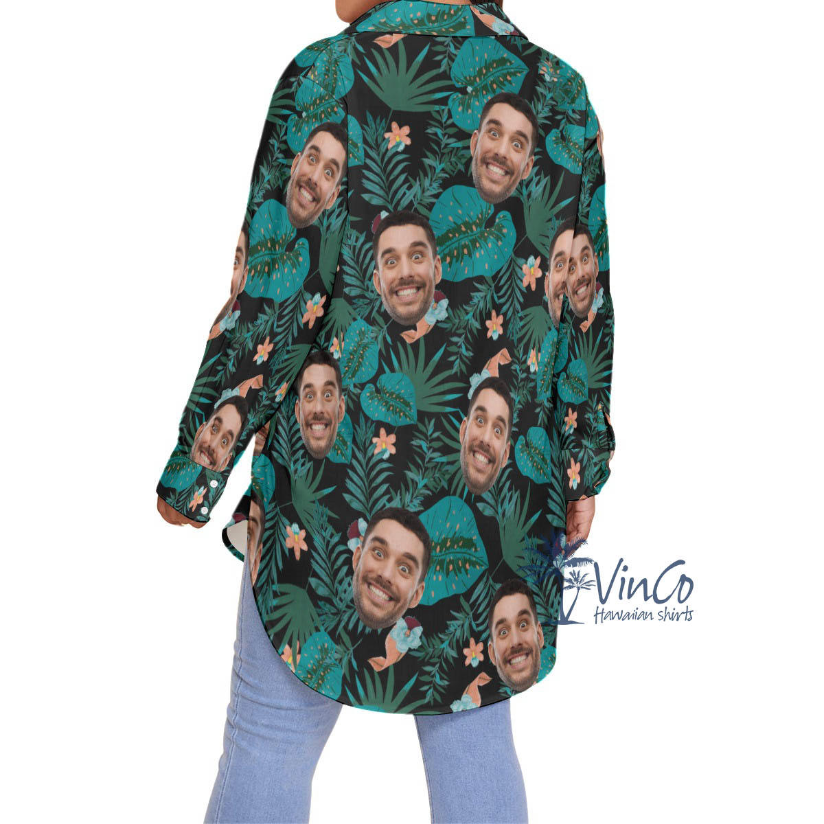 Custom Your Face Plus Size Hawaiian Shirt For Women