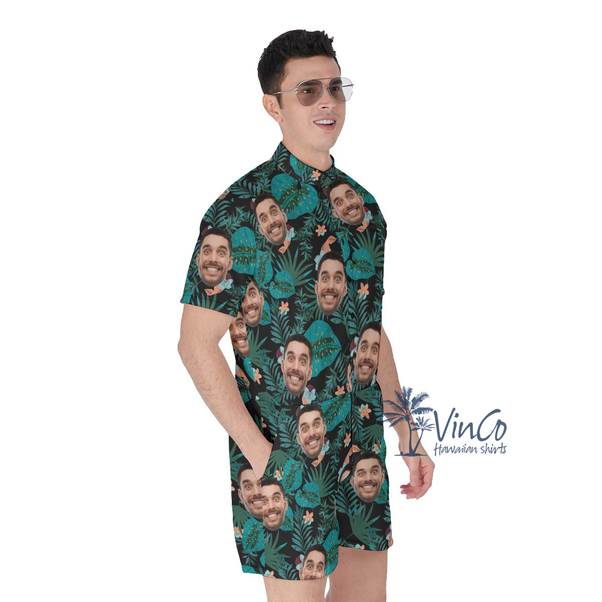 Personalize Face Custom Hawaiian Romper For Men