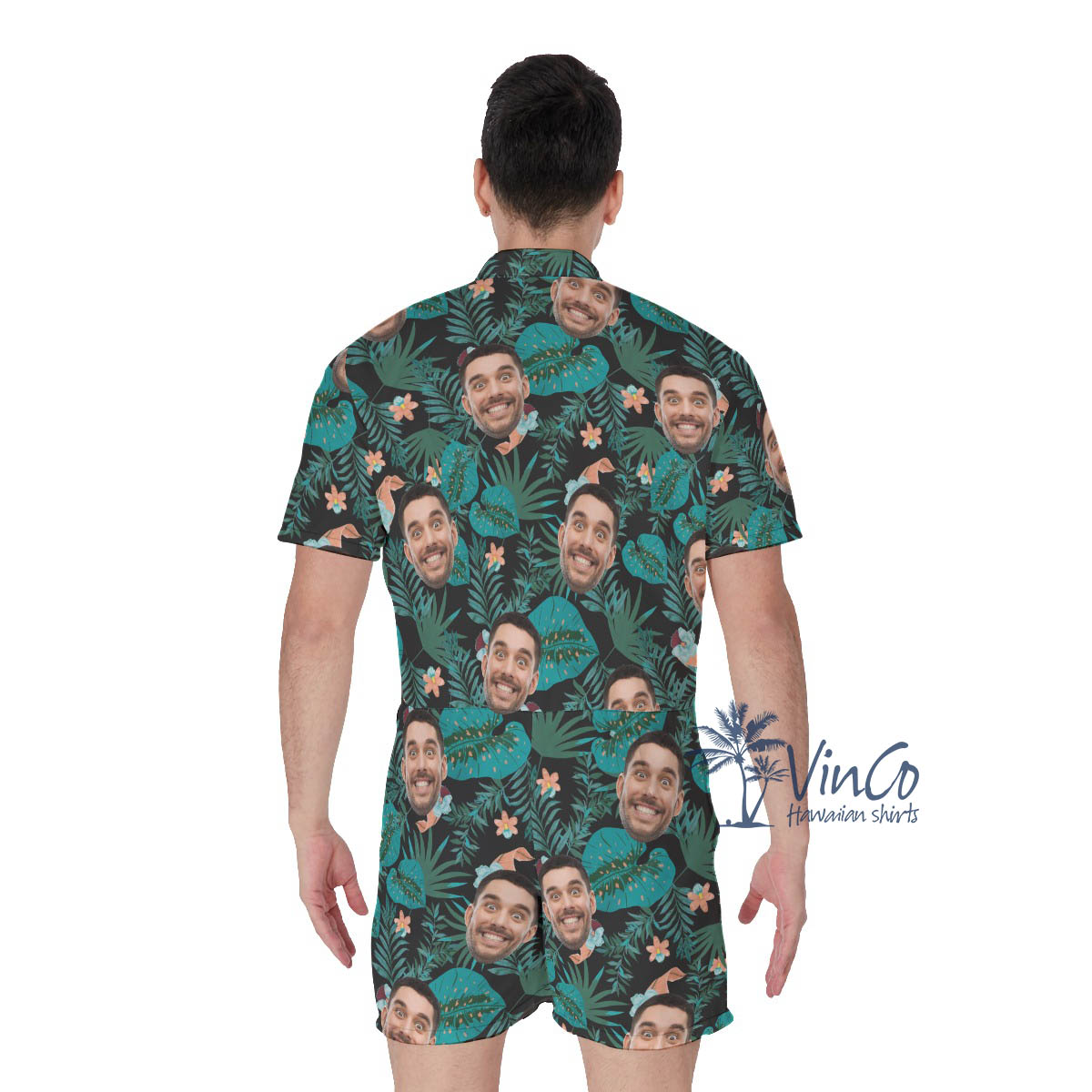 Personalize Face Custom Hawaiian Romper For Men