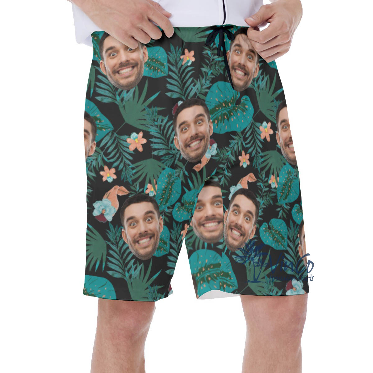 Custom Photo Face Hawaiian Swim Trunks For Men