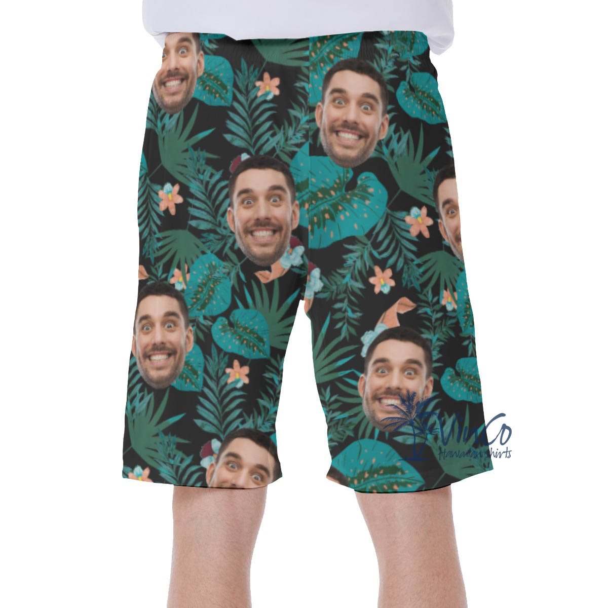 Custom Photo Face Hawaiian Swim Trunks For Men