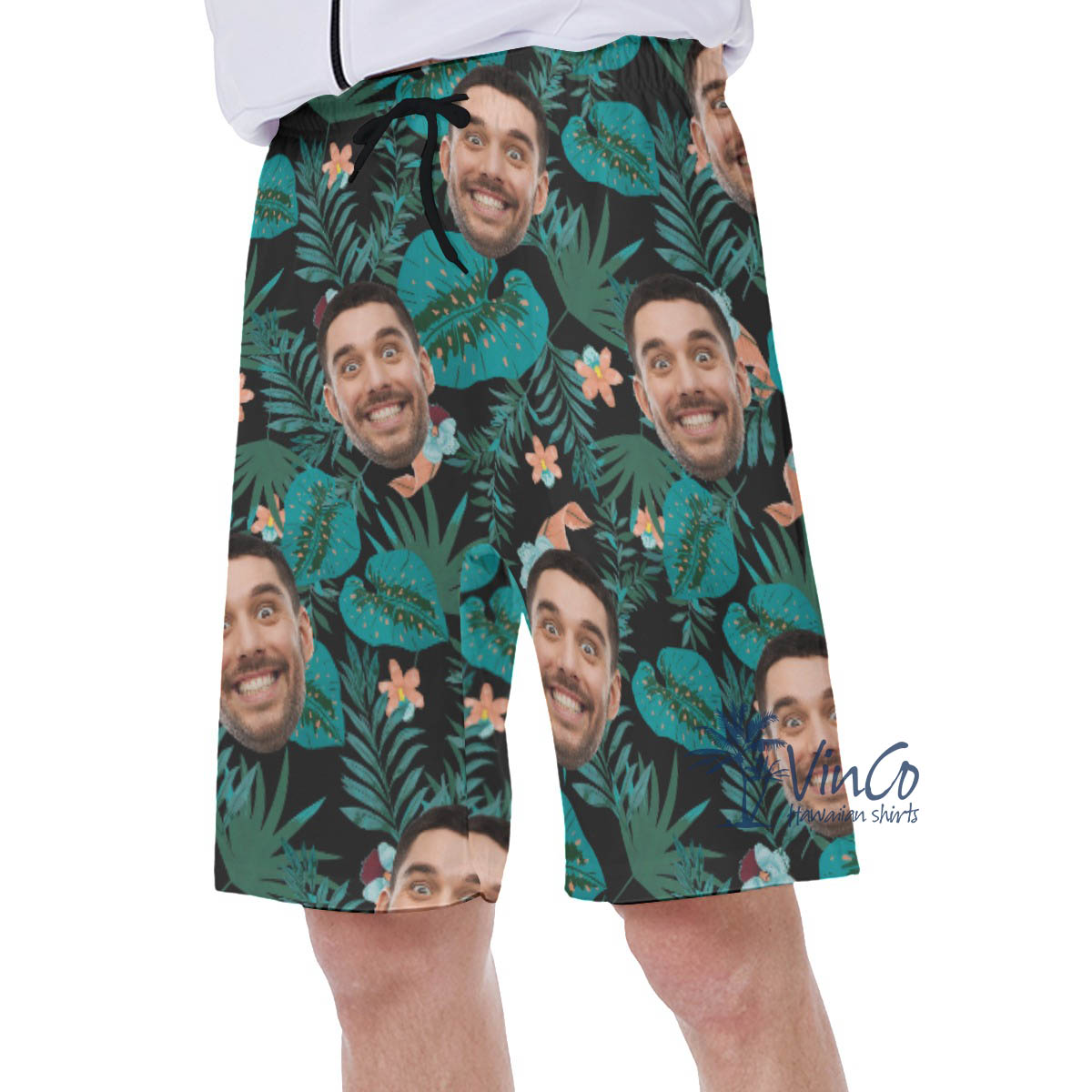 Custom Photo Face Hawaiian Swim Trunks For Men