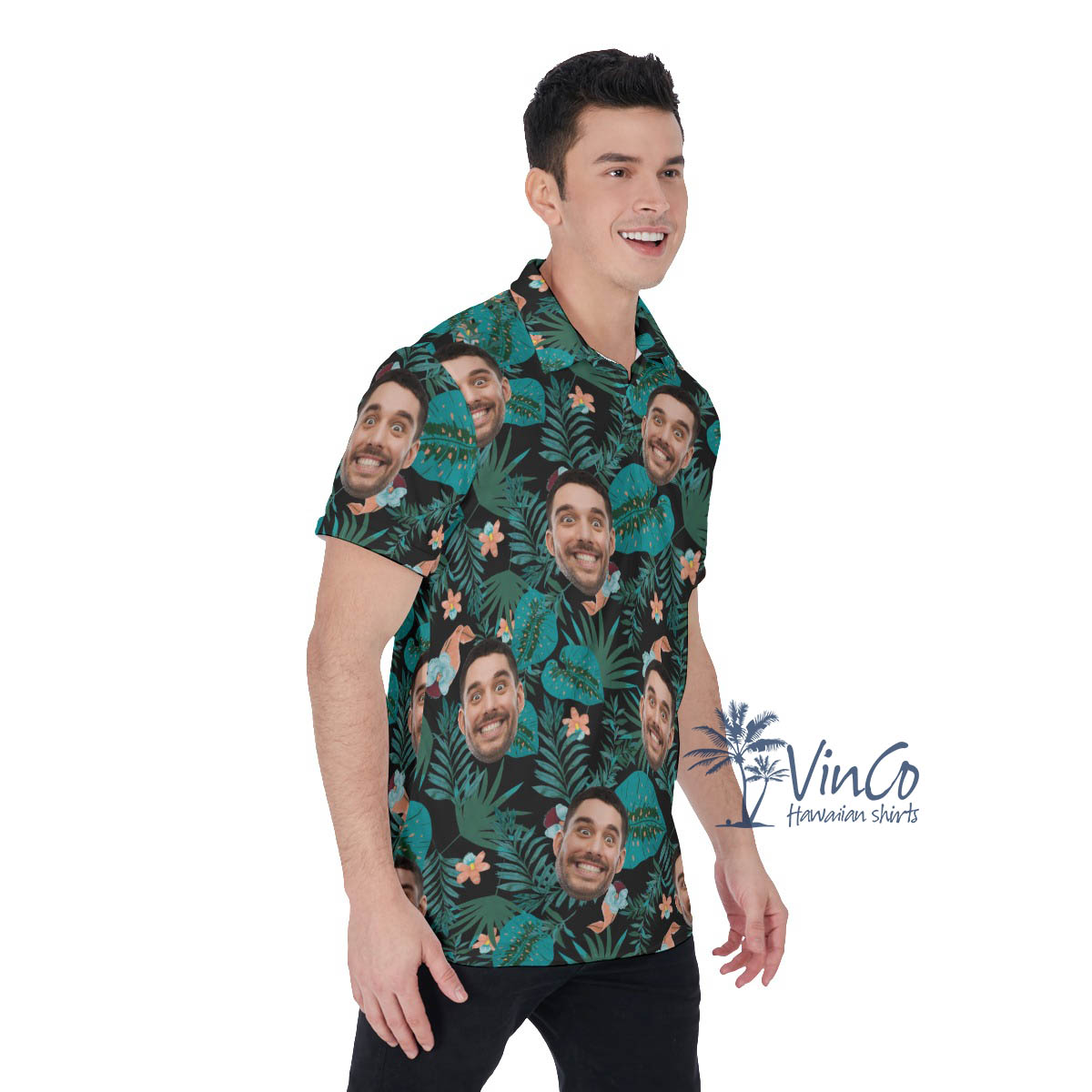 Custom Your Face Tropical Polo Shirt For Men