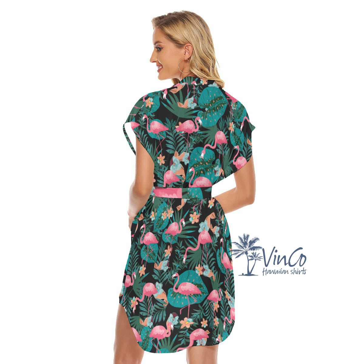 Lovely Pink Flamingo Hawaiian Dress For Women