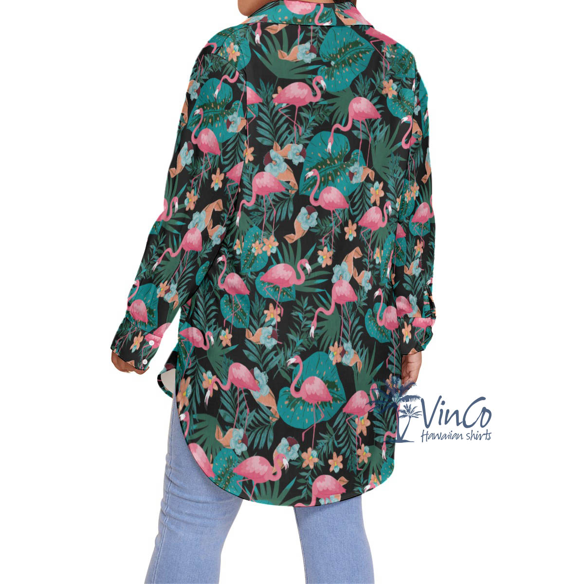 Unique Pink Flamingo Oversize Hawaiian Shirt For Women