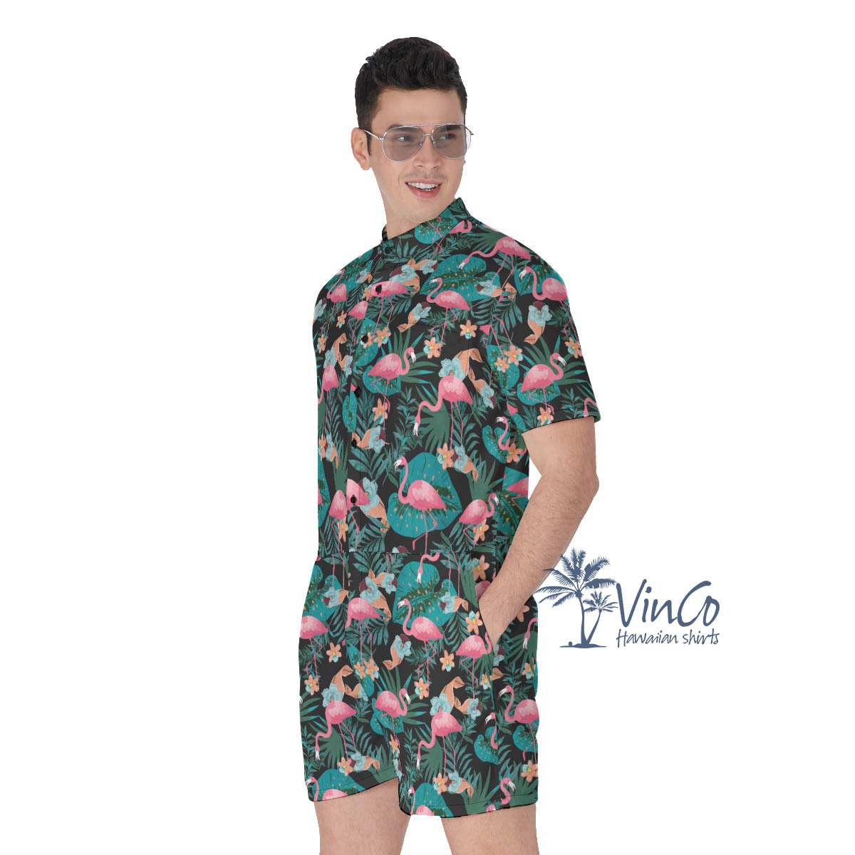 Pink Flamingo Tropical Men's Romper