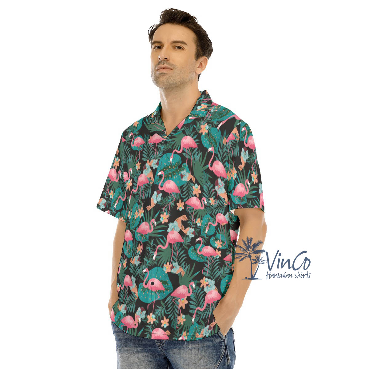 Tropical Pink Flamingo Hawaiian Shirt For Men