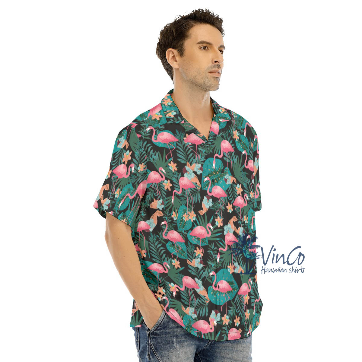 Tropical Pink Flamingo Hawaiian Shirt For Men