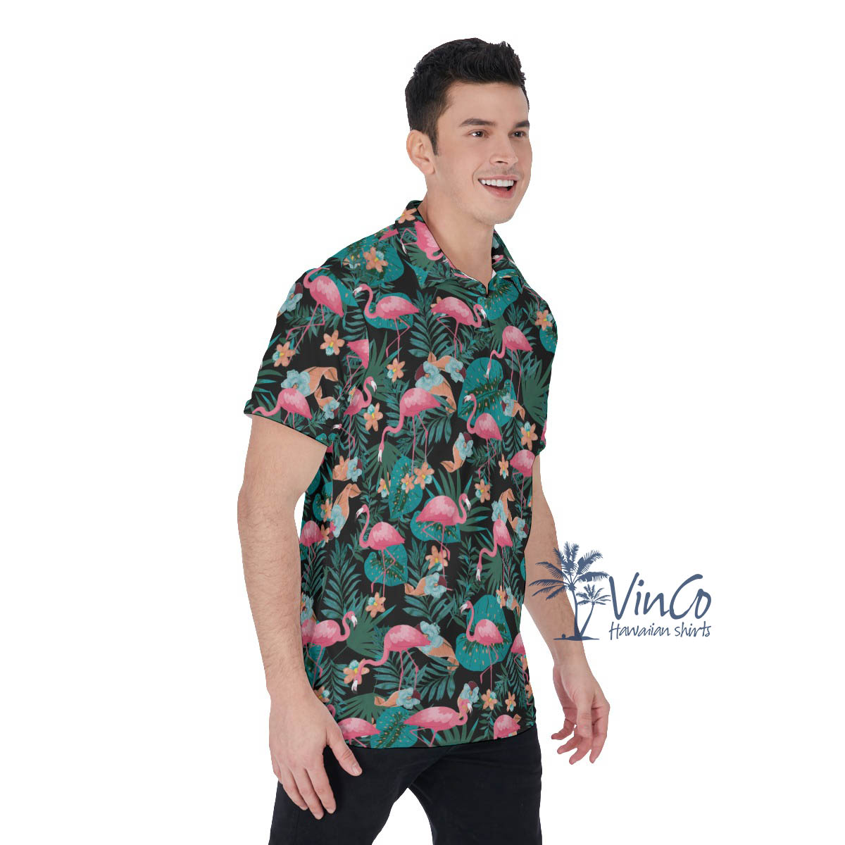 Tropical Pink Flamingo Polo Shirt For Men