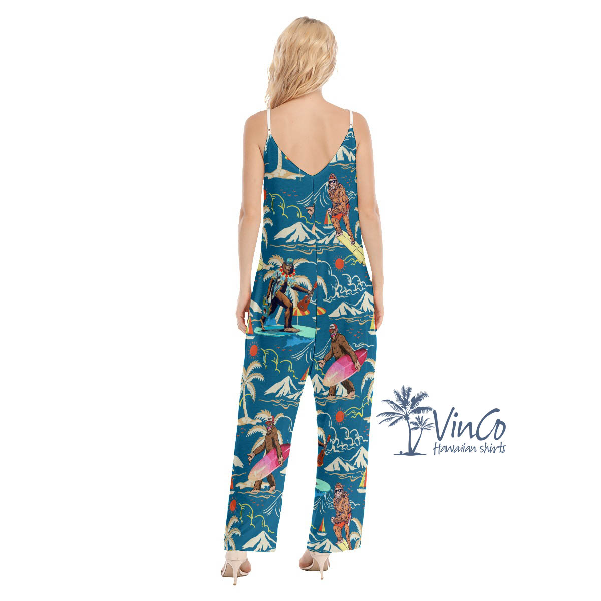Funny Bigfoot Sasquatch Beach Hawaiian Jumpsuit For Men