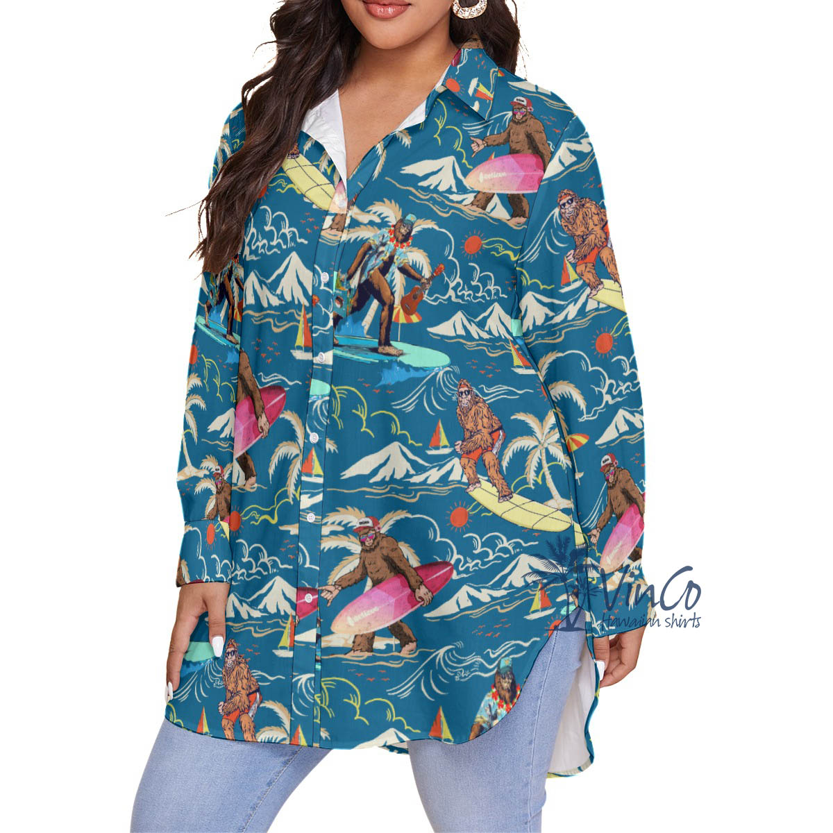 Sasquatch Plus Size Aloha Shirt For Women