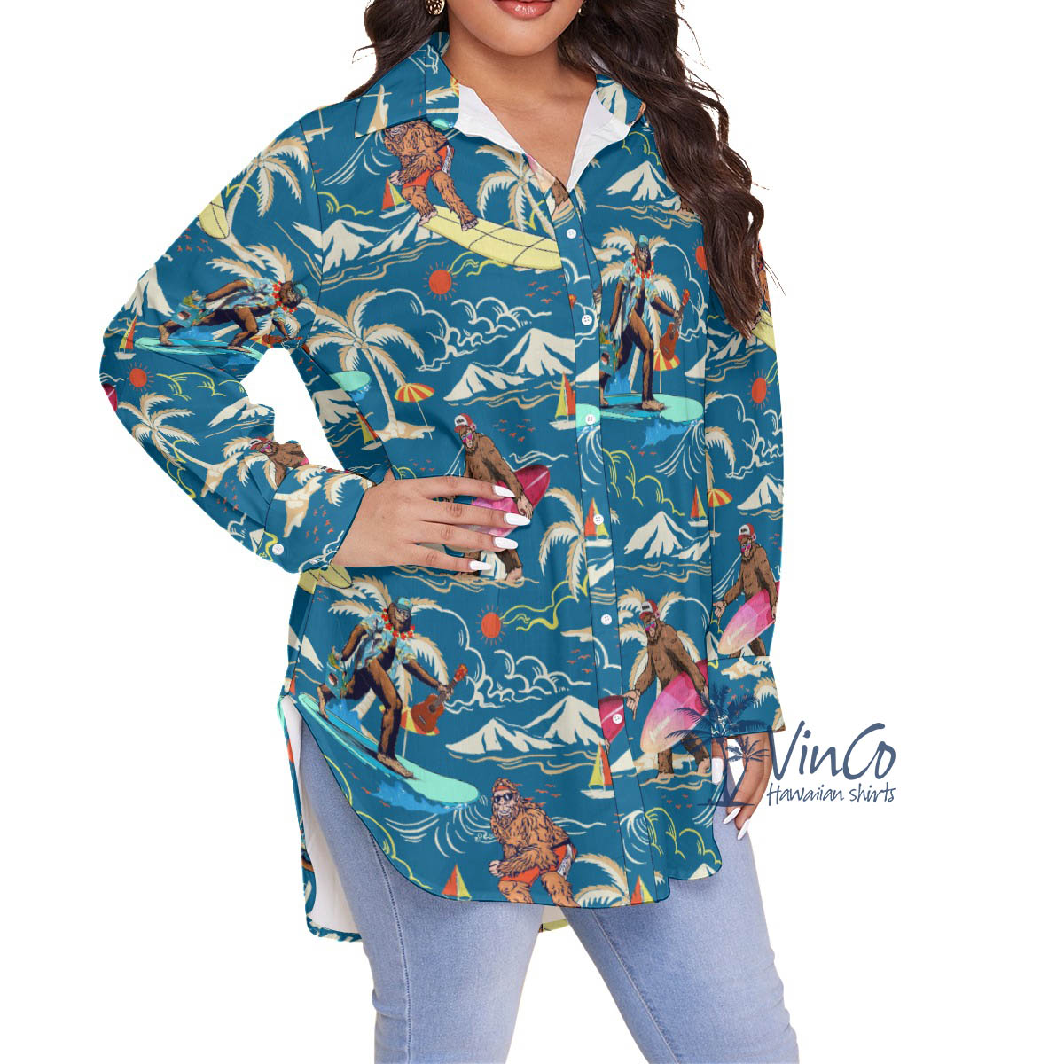 Sasquatch Plus Size Aloha Shirt For Women