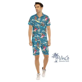 Surfboard Bigfoot Hawaiian Shirt Set For Men