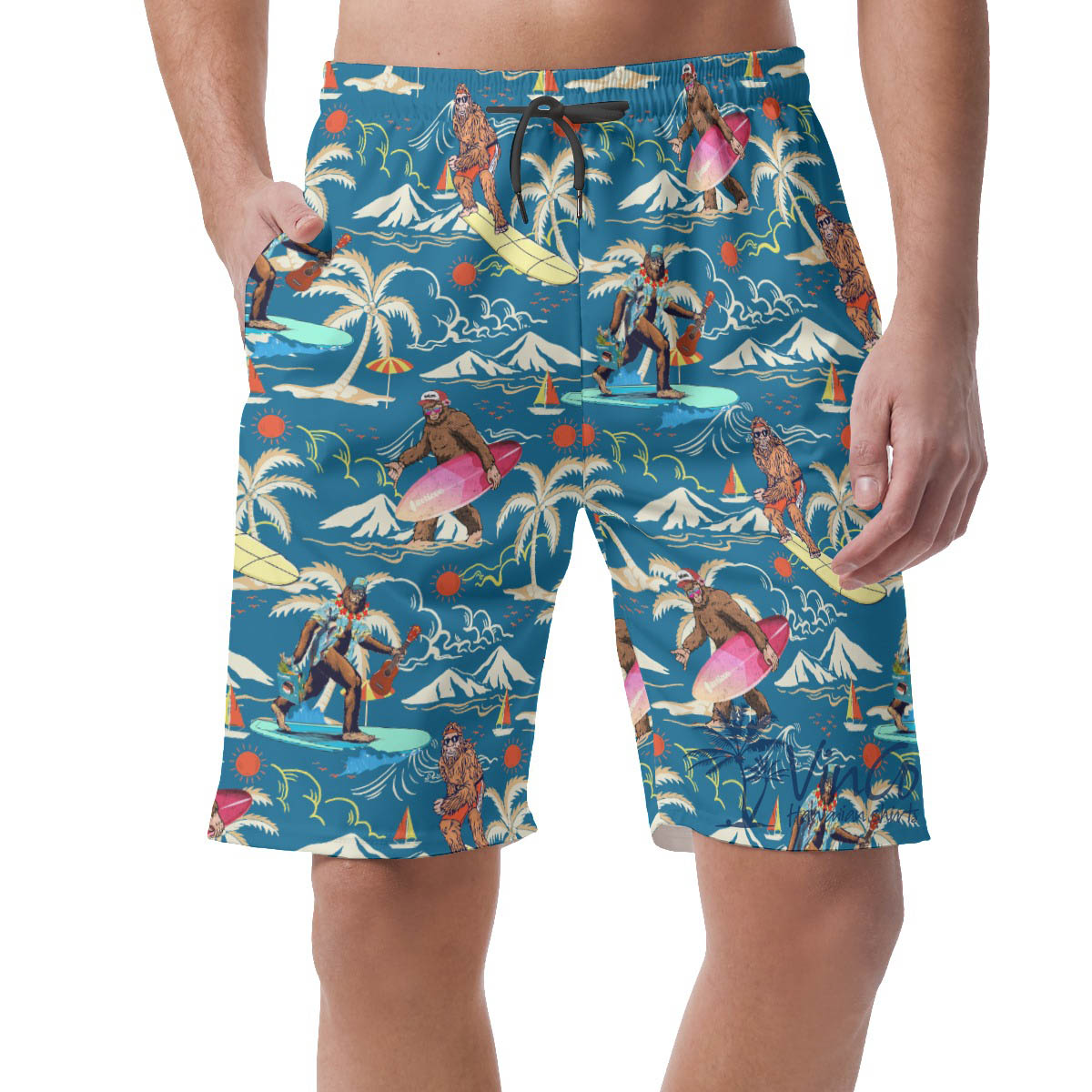 Cool Bigfoot Hawaiian Summer Shorts For Men - variant image 1